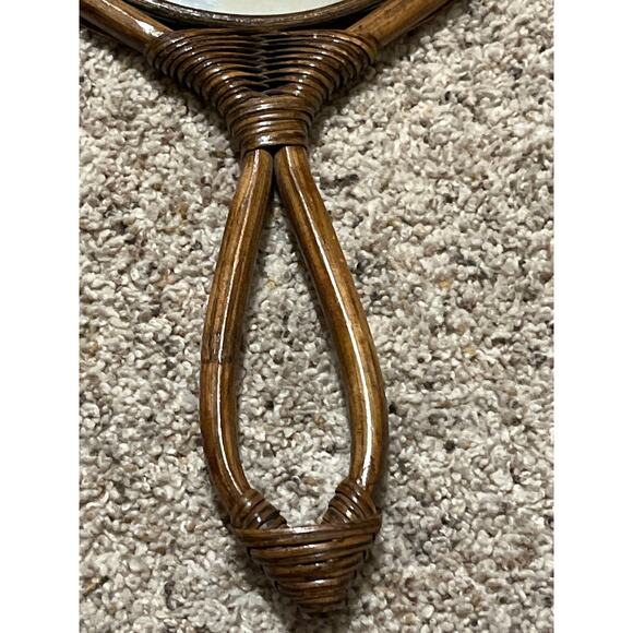 Bamboo Hand Mirror  Cane Makeup Vintage - Picture 4 of 6